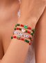 Bracelets Nerveux Flocon de Neige Toutes Les Saisons Tressé Vacances en Bois Noël multicouche Bracelet pour Femmes