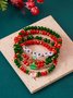 Bracelets Nerveux Flocon de Neige Toutes Les Saisons Tressé Vacances en Bois Noël multicouche Bracelet pour Femmes