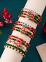 Bracelets Nerveux Flocon de Neige Toutes Les Saisons Tressé Vacances en Bois Noël multicouche Bracelet pour Femmes