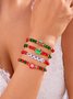 Bracelets Nerveux Flocon de Neige Toutes Les Saisons Tressé Vacances en Bois Noël multicouche Bracelet pour Femmes