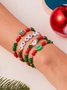 Bracelets Nerveux Flocon de Neige Toutes Les Saisons Tressé Vacances en Bois Noël multicouche Bracelet pour Femmes