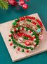 Bracelets Nerveux Flocon de Neige Toutes Les Saisons Tressé Vacances en Bois Noël multicouche Bracelet pour Femmes