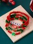 Bracelets Nerveux Flocon de Neige Toutes Les Saisons Tressé Vacances en Bois Noël multicouche Bracelet pour Femmes