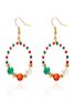 Boucles d'oreilles Femme Bloc de Couleur Urbain Toutes Les Saisons Joint Fendu Fête Métal Résine Noël Pendre