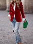 Micro-élasticité à Col Revers Manches Longues Boutons Régulier Plain Blazer Joint Fendu pour Femmes
