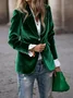Micro-élasticité à Col Revers Manches Longues Boutons Régulier Plain Blazer Joint Fendu pour Femmes