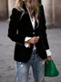Micro-élasticité à Col Revers Manches Longues Boutons Régulier Plain Blazer Joint Fendu pour Femmes