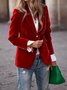 Micro-élasticité à Col Revers Manches Longues Boutons Régulier Plain Blazer Joint Fendu pour Femmes