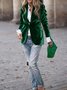 Micro-élasticité à Col Revers Manches Longues Boutons Régulier Plain Blazer Joint Fendu pour Femmes
