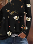 T-shirts Décontracté Floral Printemps / Automne Micro-élasticité Quotidien Manches Longues Régulier Droit Régulier pour Femmes