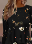 T-shirts Décontracté Floral Printemps / Automne Micro-élasticité Quotidien Manches Longues Régulier Droit Régulier pour Femmes