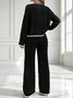 Deux Pièces Ensembles Décontracté Bloc de Couleur Printemps / Automne Polyester Quotidien Coupe Régulière Manches Longues Top Avec Pantalons Droit pour Femmes