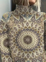 Pulls Rétro Abstrait Printemps / Automne Imprimé Quotidien Manches Longues Col Roulé Régulier Élasticité moyenne pour Femmes
