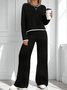 Deux Pièces Ensembles Décontracté Bloc de Couleur Printemps / Automne Polyester Quotidien Coupe Régulière Manches Longues Top Avec Pantalons Droit pour Femmes