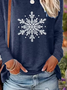 T-shirts Décontracté Printemps / Automne Flocon de Neige Imprimé Micro-élasticité Quotidien Ample Manches Longues Régulier pour Femmes