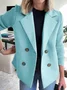 Micro-élasticité Col Châle Manches Longues Poids lourd Plain Veste en flanelle Manteau Joint Fendu pour Femmes