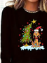 T-shirts Femmes Décontracté Printemps / Automne Sapin de Noël Ample Jersey Manches Longues Col Rond Régulier Régulier
