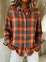 Chemises Décontracté Printemps / Automne Plaid Polyester Ample Boucle Manches régulières Col de Chemise T.-N.-L. pour Femmes
