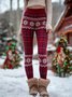 Pantalons De Yoga Rétro Printemps / Automne Noël Poids lourd Serré Taille Moyenne Pantalon à la cheville Ligne T Élasticité moyenne pour Femmes
