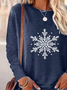 T-shirts Décontracté Printemps / Automne Flocon de Neige Imprimé Micro-élasticité Quotidien Ample Manches Longues Régulier pour Femmes