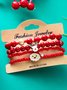 Bracelets Rétro Père Noël Toutes Les Saisons Roulotté Sortie Résine Cuir Noël multicouche Bracelet pour Femmes