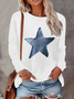 T-shirts Femmes Décontracté Printemps / Automne Motif d'Étoile Imprimé Jersey Manches Longues Régulier Droit Régulier