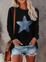 T-shirts Femmes Décontracté Printemps / Automne Motif d'Étoile Imprimé Jersey Manches Longues Régulier Droit Régulier