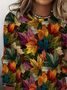 T-shirts Décontracté Printemps / Automne Feuille d'Érable Imprimé Quotidien Manches Longues Col Rond Régulier Régulier pour Femmes