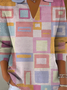 Pulls Femmes Géométrique Décontracté Hiver Polyester Col V Poids lourd Domestique Ample Régulier