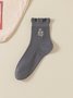 Chaussettes Femmes Simple Motifs de broderie Toutes Les Saisons Coton Brodé Anti-bactérien Quotidien Chaussettes sur le mollet Régulier