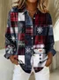 Chemises Décontracté Printemps / Automne Bonhomme de Neige de Noël Polyester Aucune élasticité Manches Longues Droit Régulier Col de Chemise pour Femmes