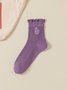 Chaussettes Femmes Simple Motifs de broderie Toutes Les Saisons Coton Brodé Anti-bactérien Quotidien Chaussettes sur le mollet Régulier