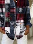 Chemises Décontracté Printemps / Automne Bonhomme de Neige de Noël Polyester Aucune élasticité Manches Longues Droit Régulier Col de Chemise pour Femmes