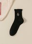 Chaussettes Femmes Simple Motifs de broderie Toutes Les Saisons Coton Brodé Anti-bactérien Quotidien Chaussettes sur le mollet Régulier
