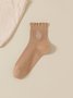 Chaussettes Femmes Simple Motifs de broderie Toutes Les Saisons Coton Brodé Anti-bactérien Quotidien Chaussettes sur le mollet Régulier