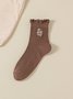 Chaussettes Femmes Simple Motifs de broderie Toutes Les Saisons Coton Brodé Anti-bactérien Quotidien Chaussettes sur le mollet Régulier