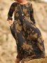 Femmes Floral Couleur 1 Col Rond Confortable Robe Maxi Rétro