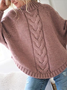 Pulls Femmes Plain Hiver Dame Romance Polyester Joint Fendu Poids lourd Manches Longues Régulier Faux Col