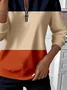 Sweat-shirts Décontracté Printemps / Automne Multicolore Bloc Polyester Naturel Régulier Droit Régulier T.-N.-L. pour Femmes