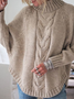 Pulls Femmes Plain Hiver Dame Romance Polyester Joint Fendu Poids lourd Manches Longues Régulier Faux Col