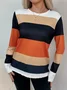 T-shirts Rayé Décontracté Printemps / Automne Imprimé Micro-élasticité Quotidien Col Rond Régulier Droit pour Femmes