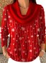 Pulls Géométrique Décontracté Printemps / Automne Coton Quotidien Coupe Régulière Trapèze Régulier Élasticité moyenne pour Femmes
