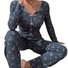 salon Ensembles Décontracté Floral Toutes Les Saisons Polyester Naturel Quotidien Coupe Régulière Manches Longues Droit pour Femmes