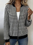 Micro-élasticité Col Montant Manches Longues Régulier Géométrique Blouson Aviateur Blouson pour Femmes