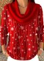 Pulls Géométrique Décontracté Printemps / Automne Coton Quotidien Coupe Régulière Trapèze Régulier Élasticité moyenne pour Femmes
