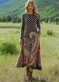 Femmes Floral Comme Image Col Rond Confortable La longueur du sol Robe Rétro