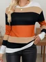 T-shirts Rayé Décontracté Printemps / Automne Imprimé Micro-élasticité Quotidien Col Rond Régulier Droit pour Femmes