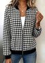 Micro-élasticité Col Montant Manches Longues Régulier Géométrique Blouson Aviateur Blouson pour Femmes