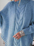 Pulls Femmes Plain Hiver Dame Romance Polyester Joint Fendu Poids lourd Manches Longues Régulier Faux Col