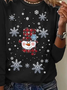 T-shirts Femmes Décontracté Printemps / Automne Noël Imprimé Micro-élasticité Jersey Manches Longues Droit Régulier